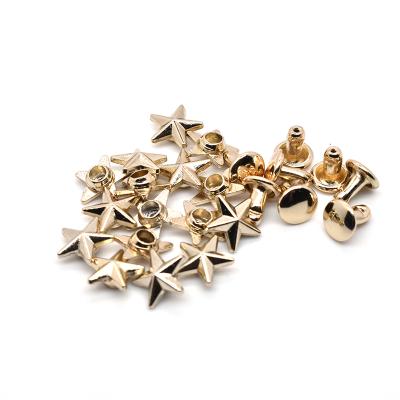 China High quality new design five point star metal rivet bag garment accessories decoration for bag clothing for sale