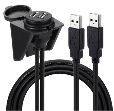 China Double QC2.0 USB Plug Jack Connector Extension Wire Cord Camera Plug for sale