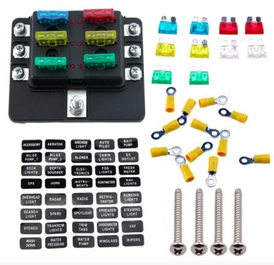 China Automotive LED Light Indicator Inline 4 6 8 10 12 Way Automotive Circuit Blade Fuse Holder With Screw for sale