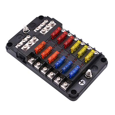 China Automotive Car Waterproof 4 6 8 10 Blade Automotive Marine Panel Fuse Holder 12 Strip LED Indicator Light for sale