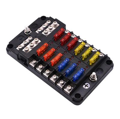 China 12 Way Auto Circuit Dc 12v Fuse Terminal Box Blade Fuse Holder Block for sale