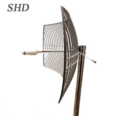 China Long Range 2x24dBi Parabolic Grid Antena Home Location Pattern Application 698mhz 3800mhz 24dbi Dual Bias For wifi /LTE/4G SHD-D-703810-SPHVx2 for sale