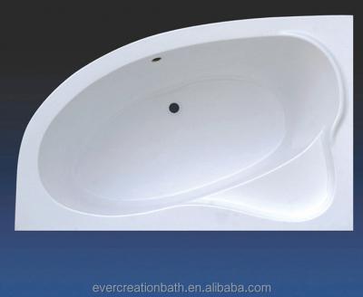 China hot sale popular acrylic corner bathtubs on double skirt side (left skirt) with apron for sale