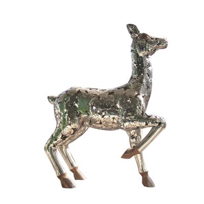 China 2021 China New Hollow Stainless Steel Deer Sculpture Design Stainless Steel Metal Art and Chinese Animal Collection for sale