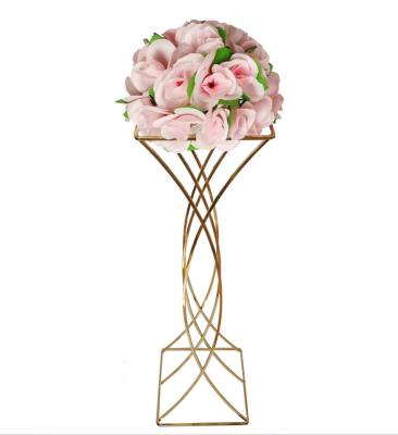 China Moden Gold Metal Centerpiece Wedding Decoration Flower Stand for sale