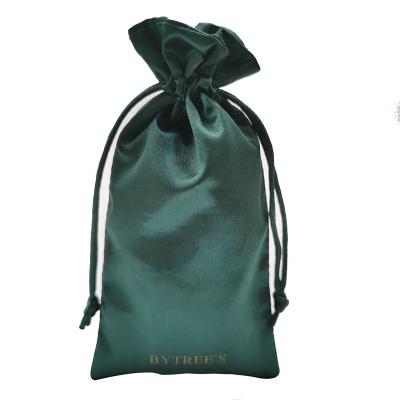 China Single Drawsting Platform 2ply Dark Green Double Satin Silk Bag for Adult Toys or Electronic Products for sale