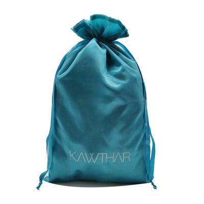 China Custom Drawsting Gift Pouch Making Logo Organza Satin Bag Underwear Hair Extensions Wigs Bundles Bags for sale