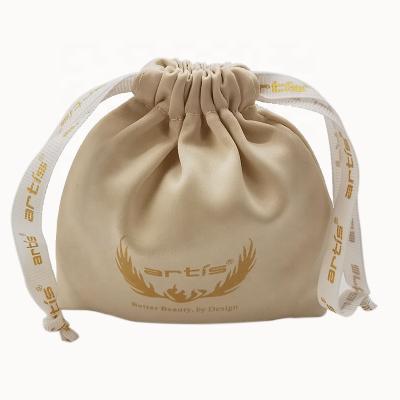 China Custom Drawsting Artificial Silk Satin Small Bag With Ribbon For Jewelry Ring Necklace for sale