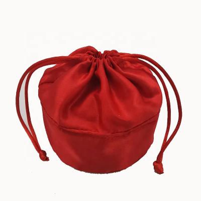 China Custom Drawsting Satin Round Bottom Pouch Tote Bags For Jewelry for sale