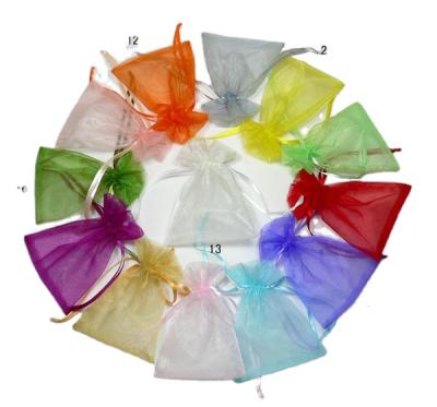 China Recyclable Fast Delivery In Gift Pouch Stock Multicolor Drawstring Organza Bag for sale