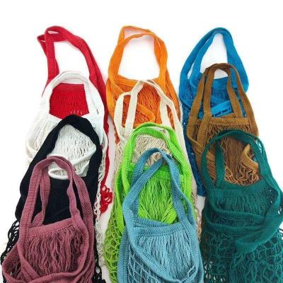 China Fruit Cotton Mesh Net Bag Cotton Net Bag Portable Short Portable Shopping Net Bag for sale