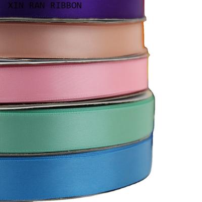 China Factory Wholesale 162 High Tenacity Colors In Stock 6 Mm SOLID COLOR Polyester Satin Ribbon Single Face Polyester Satin Ribbon High Quality for sale