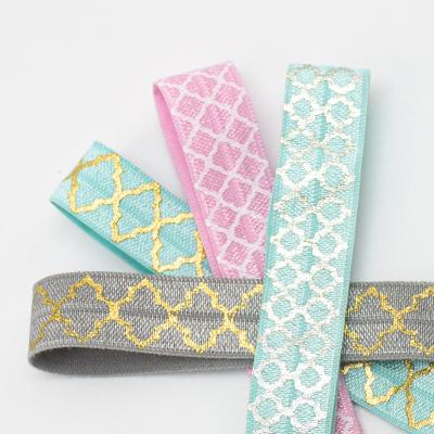 China High Quality Lattice Printed Web Band Baby Hair Elastic Band 1.5cm 5/8