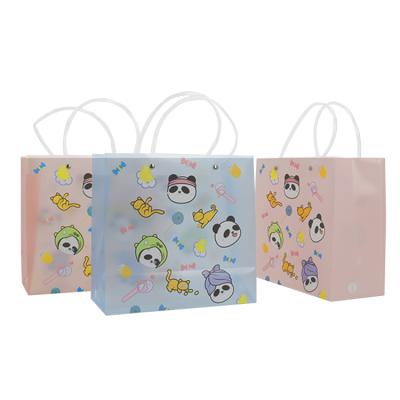 China Recycled Materials Fashion Cute Clear PVC Bag Gift Bag Plastic Shopping Bag With Customized Logo for sale