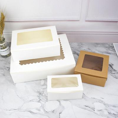 China Wholesale Recyclable Disposable Paper Box Custom Cupcake Packaging Y51 Birthday Party Bakery Cake Packaging Box With Clear Transparent Window for sale