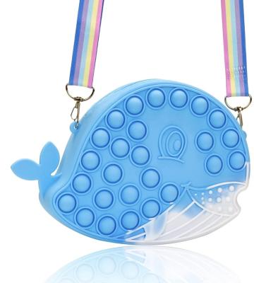 China Cute Bubble Top Fashion Push Design Unicorn Rainbow Sensory Toys Coin Squeeze Toys Kids Toss Rainbow Whale Bubble Silicone Pop Purse bag silicone for sale