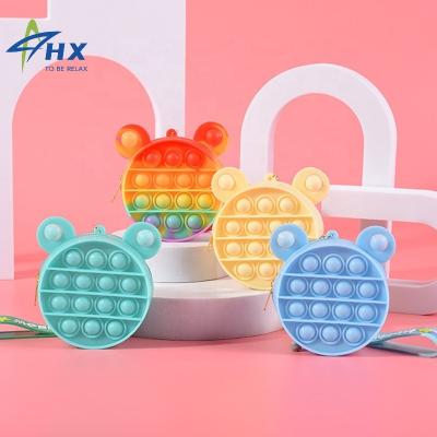 China New Funny Educational Toy Squeeze Relaxation Toys Popit Sensory Bag Toys Push Noise Money Bag Silicone Rainbow Popit Mickey Mouse Coin Purse for sale