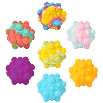 China Kids Educational Toy 2022 funny push pop kids Fidget Toys stress relief Rainbow Silicone multicolor 3D Stress Balls Fidget Toy for sale