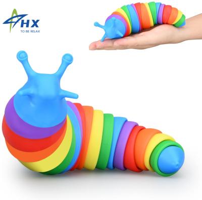 China 2022 Cheap Educational Rainbow Toy Relaxing Toy Multicolor Jointed Stretchy Person Toy For Girls 3d Stir Stretchy Ingot Toy for sale