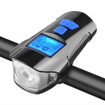 China Aluminum Bike Lights USB Charging Digital Display Horn Light Flashlight Mountain Bike Headlights Warning Lights Cycling Equipment for sale