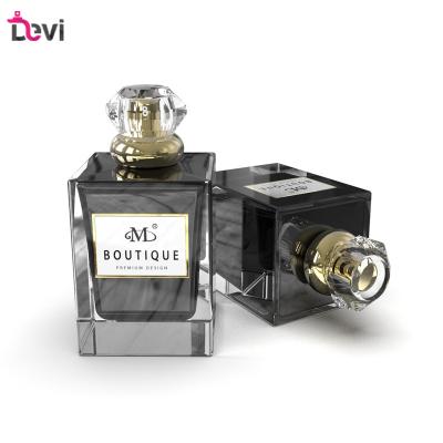 China Devi Wholesale Private Luxury Vintage Square Label 100ml Glass Refillable Empty Container Perfume Bottle for sale