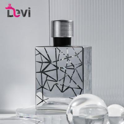 China Modern Devi Glass 100ML Perfume Bottles Silver Plating Men Perfume Bottle Perfume Sprayer Atomizer Empty Container Custom Design for sale