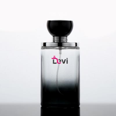 China Devi Glass Perfume Bottles 80ML Modern Men Perfume Bottle Empty Refillable Spray Sprayer Atomizer Container Black for sale