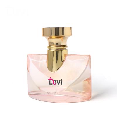 China Fashionable Devi Glass Perfume Bottles 50ml Lady Pink Square Parfum Bottle Refillable Sprayer Atomizer Empty Container Custom Design for sale