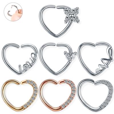 China Fashionable Copper Tragus Ear Stud Helix Piercing Daith Heart Ring Piercings Earrings Nose Circle Ring Ear Piercings Body Jewelry for sale