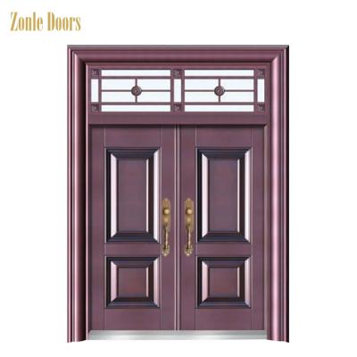 China Modern Wood Grain Interior Door Entry Door ISO Certificate Chinese Factory Metal Security Door for sale