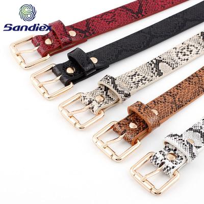 China Hot Selling Thin Belt Women's Decorative Vintage Snake Pattern Flatback Belt For Women for sale