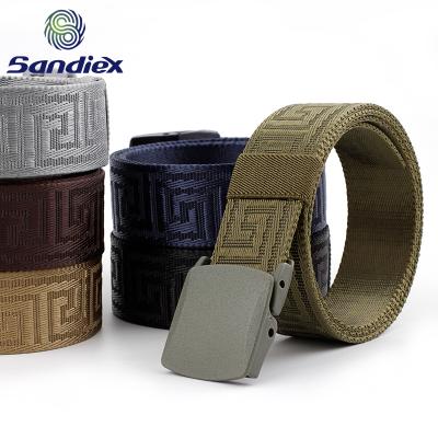 China Custom Made Leisure Factory Cloth Belts With Resin Buckle Designer Colorful Web Belts Famous Brands Woven Canvas Belts For Man for sale