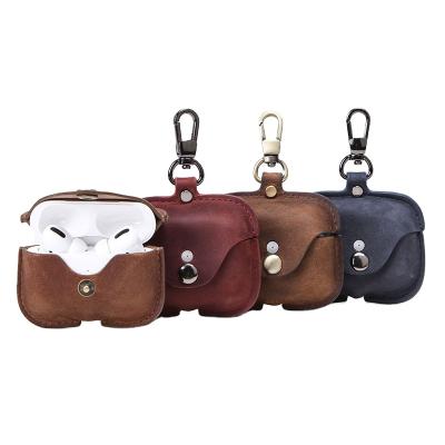 China Business Famous Luxury Cowhide Genuine Leather Earphone Case For Apple Airpods Pro Case Cover for sale