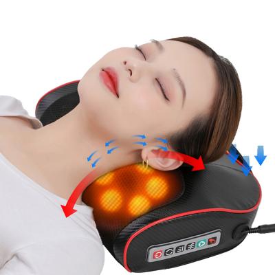 China Electric Back Massager Device Waist Shoulder Neck Shiatsu Massage Heating Kneading Pillow for sale