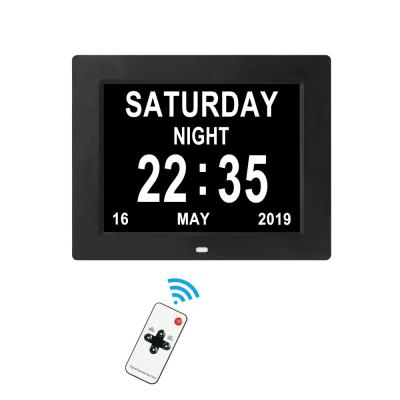 China Sizes Large Letter LCD Display Time Day Month Week Digital Calendar Clock 8inch For Memory Loss Alzheimers Dementia Patients for sale