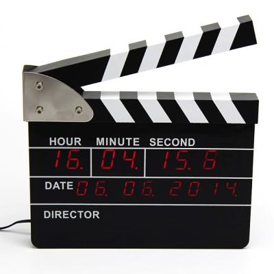 China Calendars Movie Clapboard LED Calendar Table And Uses Wall Mounted Double Alarm Clock for sale