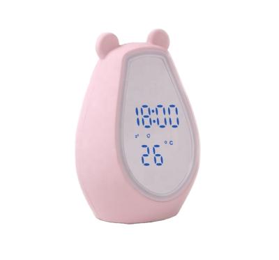 China Calendars Cartoon Bear Night Light Bedside LED Digital Temperature Makeup Mirror Smart Alarm Clock CL079 With Speaker for sale