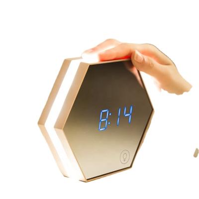 China Sizes CL080 Digital Table USB Charging Mirror Touch Control Wake Up Alarm Clock With LED Night Light for sale