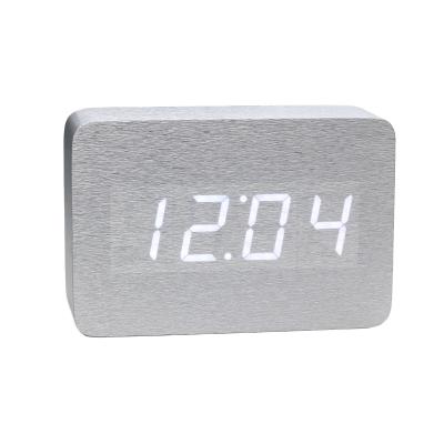 China Europe WC071 Rectangle Home Decor Large Digital Modern Wooden Table LED Brick Alarm Clock for sale