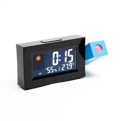 China Wholesale Antique Indoor Colorful Projector Alarm Clock 8290 Forcast Time Table Clock Hygrometer Temperature Creative Style Digital Square for sale