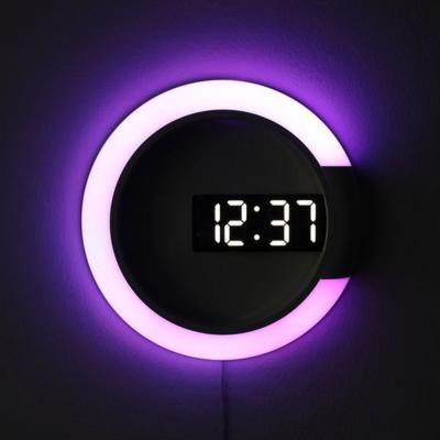 China LUMINOVA 3D LED Wall Clock Digital Table Alarm Mirror Cavity Wall Clock Modern Design Night Light For Silent Home Living Room for sale