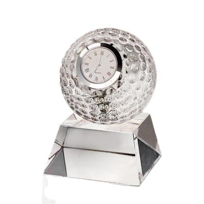 China Noble Golf Crystal Clock Trophy from LUMINOVA as a business gift CY2177 for sale