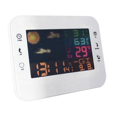 China Colorful Calendars Large Digital Touch LCD Screen Weather Station Clock with Thermometer and Alarm Clock for sale