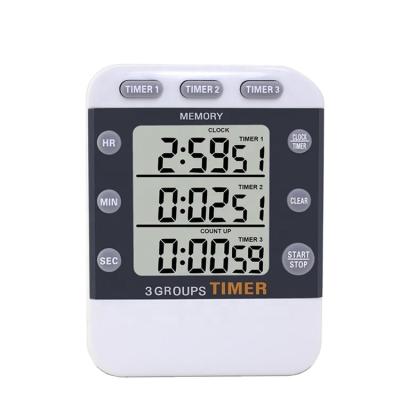 China Timer& Magnetic 3 Channel Kitchen Clock Digital LCD Countdown Timer With Alarm Clock for sale