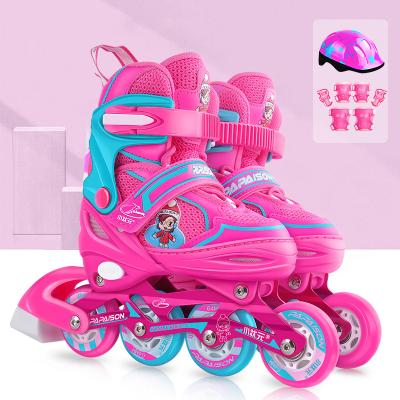 China 82A PU light up wheels PAPAISON roller skate kids flashing pink blue red skating shoes with PU wheels built-in skate for kids for sale