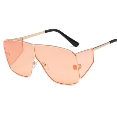 China Trendy High Quality One-Piece High-Quality Ladies Sunglasses Personality Frame Metal Rim Glasses Big Sunglasses for sale