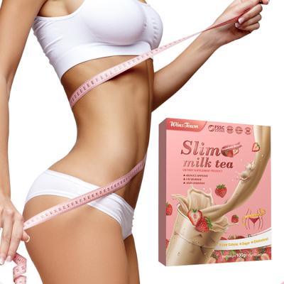 China Decaf Strawberry Seasoned Slimming Milk Tea Clean 14 Days Special Fast Detox Brand Design Belly Flat Tea Slimming Milk Tea for sale