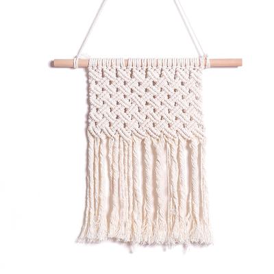 China NG7630 Woven Northern Europe Mesh Beige Small Tapestry With Tassel Home Decor Wall Mount for sale