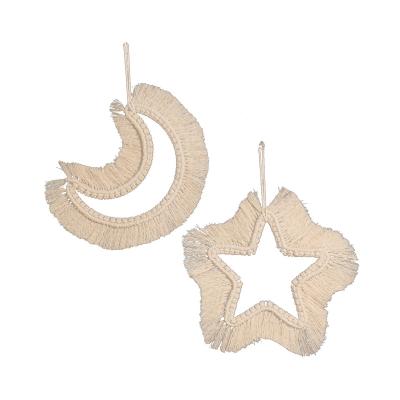 China Northern European Hand NG7564 - Star Shaped and Moon Shaped Woven Wall Hanging and Two Piece Moon Pendant for sale