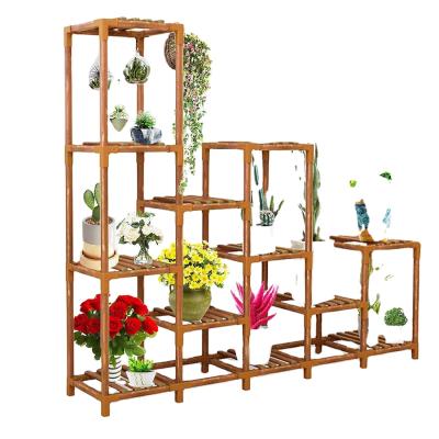 China 5-tier indoor and outdoor balcony garden flower stand modern wooden home decoration plant rack tiered flower stand for sale